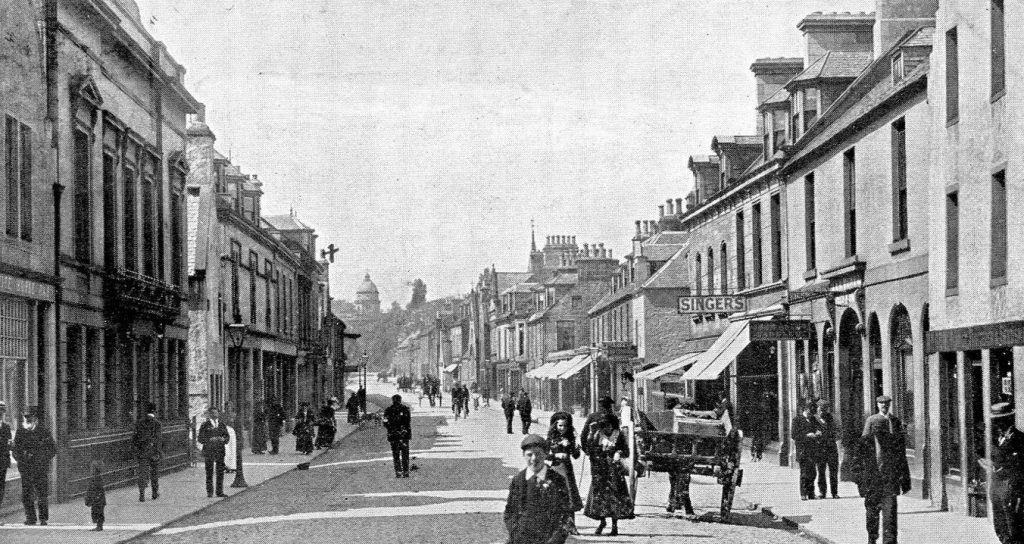 Old Photograph of the High Street, Elgin, Scotland